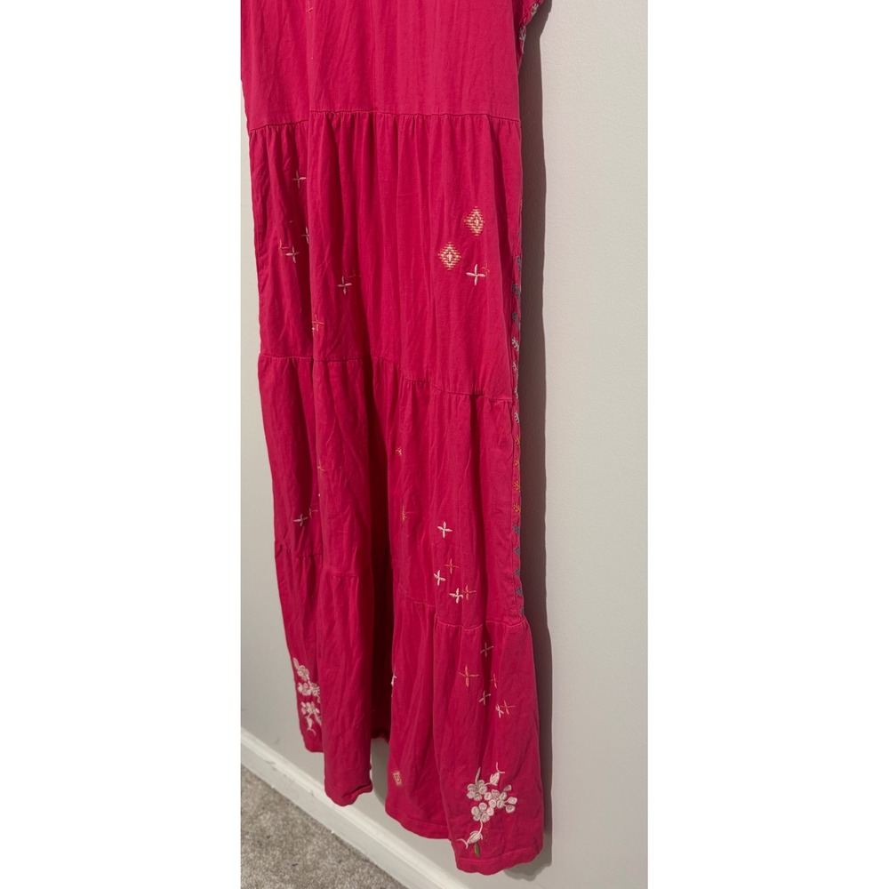 Johnny Was Ceretti Pink Embroidered Tiered Maxi Dress Womens XL Cotton J37723-4 - Picture 12 of 15